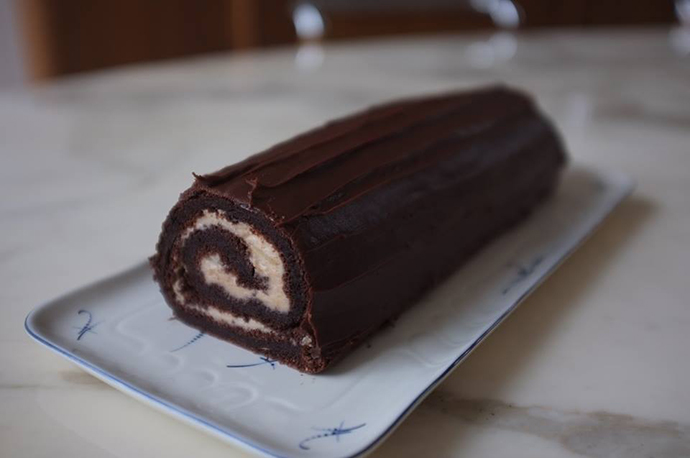 Buche au chocolat et crème de marrons